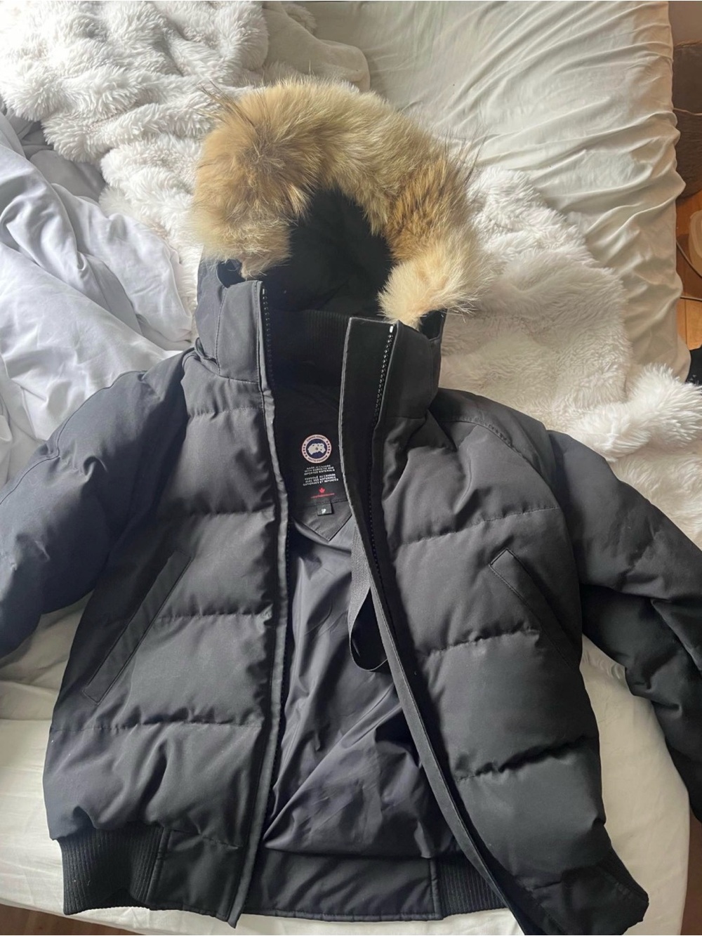Canada Goose Black Women's Down Puffer with Fur-Trim Hood